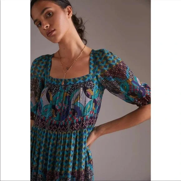 ANTHROPOLOGIE NWT ABSTRACT MAXI DRESS 🖤